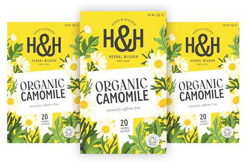 Heath & Heather Organic Chamomile Tea - 3 Pack Gift Box | Organic Camomile Tea, Caffeine-Free Herbal Tea, Calming Floral Infusion