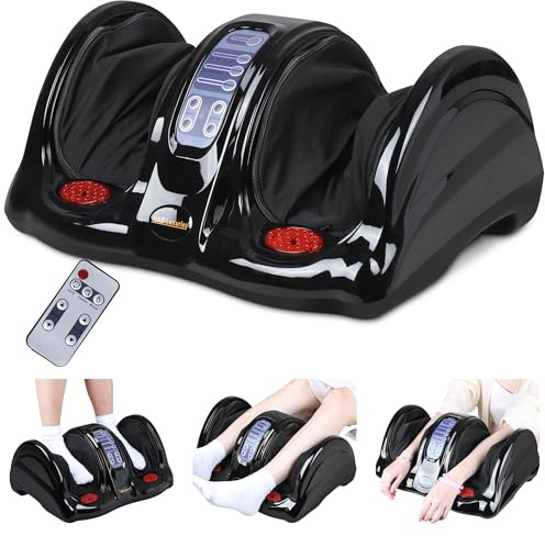 H&B Luxuries Shiatsu Foot Massager Machine with Remote Controller, Kneading and Rolling Home Massagers for Feet, Ankle, Calf, Leg, Ideal for Men, Women, Father, Mom Parents and The Elderly, Black