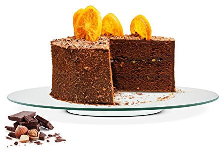 Sendez Tortenplatte Drehbar ø40 cm aus Glas Glasplatte Kuchenplatte Tortenständer Servierplatte Kuchenteller Servierteller Käseteller