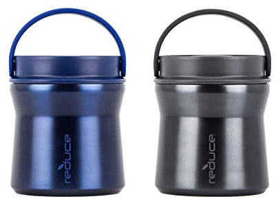 Reduce Vacuum Insulated To Go Bowl Food Jar Leakproof Containers Picnic Lunch Box 2 Pack 18/8 Stainless Steel (Twin pack Blue Grey)