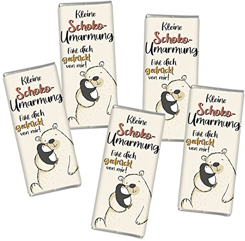 STEINBECK 5 mal Mini Schokolade Schoko-Umarmung Valentinstag LIEBE Vollmilch Schokolade 5er Set Geschenk süß Freund Freundin
