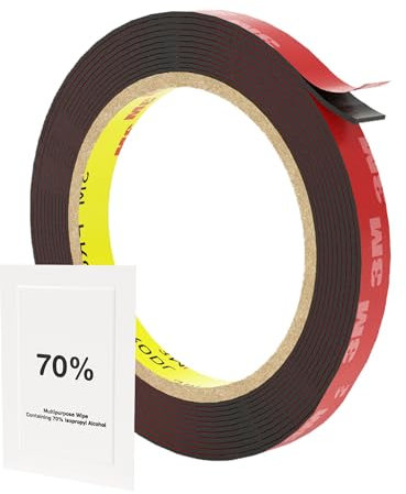 Spyder Tape 4229P Double Sided Heavy Duty Automotive Grade Foam Tape - Dual Adhesive Technology, 10mm x 10m - Waterproof & Heat Resistant for Car Trims, Body Moldings & Dashboard (Grey, 0.76mm)