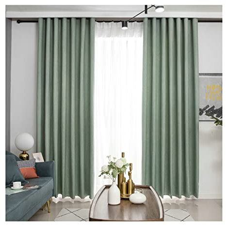 Gardine Blickdicht Schlafzimmer, Gardine Vorhang Einfarbig Gardinen 107 x 244 cm Grün Vorhang für Innen