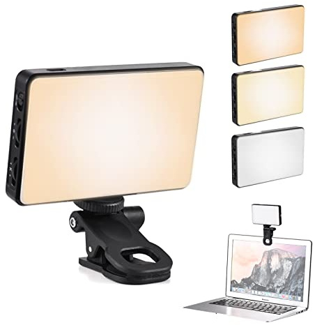 Andoer 120 LED-videoljus, selfie-ljus med klämma och telefonhållare, 2 500 K–9 000 K, dimbar CRI 95+ telefonljus för surfplatta/laptop/videokonferens/TikTok/selfie/vlog/livestreaming
