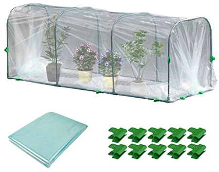 Tsuchiya Túnel de lámina - Neumático de invernadero para plantas, resistente al agua, cálido, para el cultivo de plantas, túnel de plantas para jardín, plantas, estacas de jardín