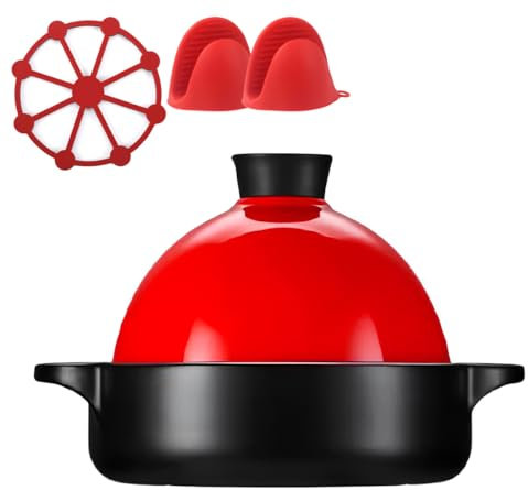 DYHQQ Traditional Ceramic Cooking Tagine, Ceramic Tagine Cookware Tagine Cooking Pot Tajine with Ceramic Closed Lid
