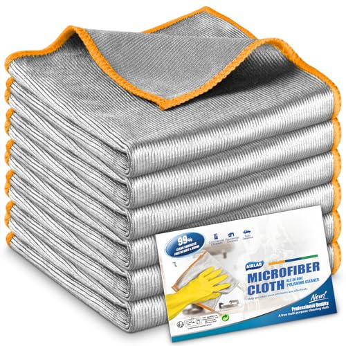 Airlab 6X Bayeta Microfibra, Doble Cara Balleta Magica para Cristales, Paños de Cocina Reutilizables, Paños de Limpieza para Hogar, Superficies, Baño, Espejos, Coche, Moto