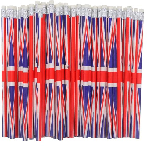 NUOBESTY Bleistifte Mit Britischer Flagge 60 Stück Britischer Bleistift Union-Jack-Flagge Bleistifte Mit Englischer e Internationale Patriotische Mit Radiergummi