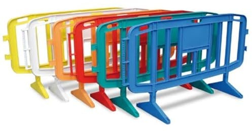 FERRETELIX Valla peatonal plastico azul (Kit de 3 unidades) 2 mts x 1 mt patas giratorias