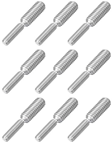 sourcing map M4x15mm to M6x15mm Double End Threaded Stud Screw Bolt, 9Pcs 304 Stainless Steel Thread Reducer Adapter for Furniture Machinery Assembly Fastener