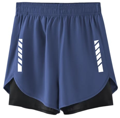 Pantalones Cortos para Correr para Hombre, Pantalones Cortos 2 en 1, Interna y Bolsillo para Hombres, Running para Hombre con Bolsillo para teléfono Entrenamiento Ligeros de Secado rápido,4XL,Azul