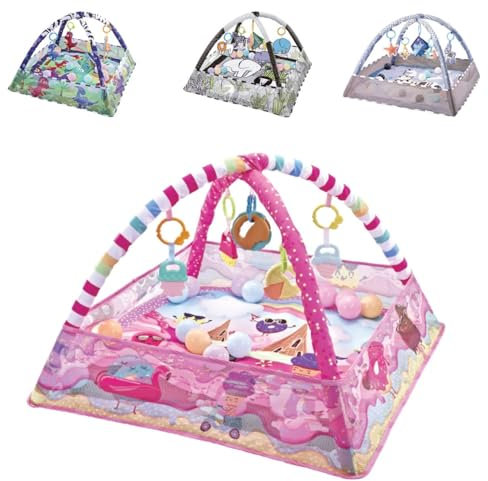 Kikkaboo arco juego manta de gateo 2 en 1 juguetes de agarre 18 pelotas de juego, colores:rosa