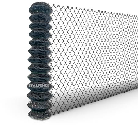 Italfence - Grillage simple torsion, galvanisé et plastifié anthracite, sans picots défensifs, Clôture de jardin, 25m (Toutes les hauteurs) [Ø2,40mm, 175cm]