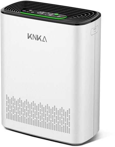 KNKA Purificador de aire, CADR 300 m³/h, hasta 80 m², Rendimiento HEPA (Modo Noche) ya que elimina 99,97% Polvo/Polen/Olores, con Sensor Inteligente, Ideal Fumatori y Mascotas, APH3000