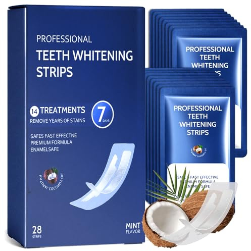 28 Stück Teeth Whitening Strips, Teeth Bleaching Stripes, Schonende Zahnaufhellung Whitening Strips, Zähne Aufhellen Effektiv Reduziert Oberflächliche Zahnflecken Flecken, Strahlendes Lächeln,Lila