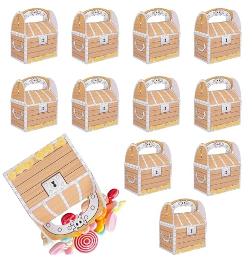 Coffret Cadeau Pirate 12 Pièces, Coffres Trésor Pirate pour Fêtes, Boîtes Cadeaux Thématiques pour Bonbons, Chocolats, et Petits Cadeaux, Parfaites pour Anniversaires et Chasses au Trésor