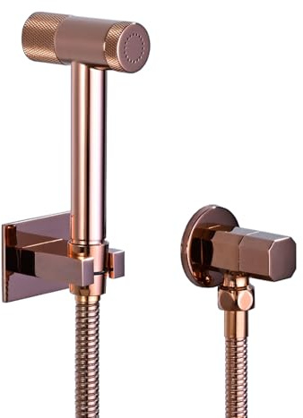 Kit spruzzatore portatile per bidet – Spray WC a parete con tubo da 1,5 m, attacco per bidet da bagno oro rosa per una facile pulizia e igiene
