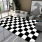 GJXY Teppich Wohnzimmer schwarz Weiss kariert,Modern Geometrisch waschbarer teppiche mit Anti-rutsch,Teppich Kurzflor für bettumrandung,terrasse,küche Schlafzimmer