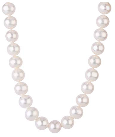 Treasure Bay Superbe collier de perles d'eau douce blanches naturelles de qualité AA de 8 à 9 mm pour femmes et filles (66)