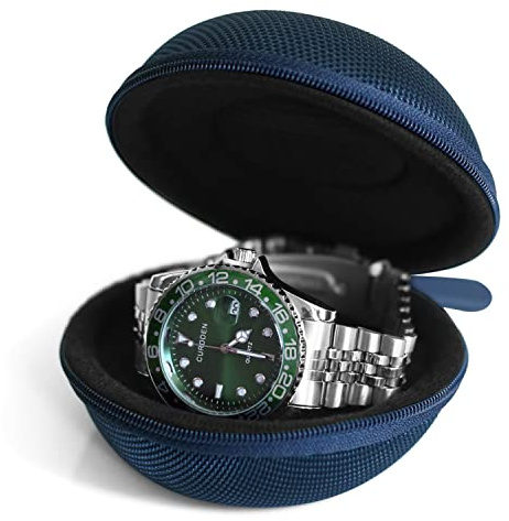 Besforu Watch Travel Case for Men and Women Portable Single Watch Storage box and Organizer for Wristwatches and Smart Watches (Blue（1 slot）)