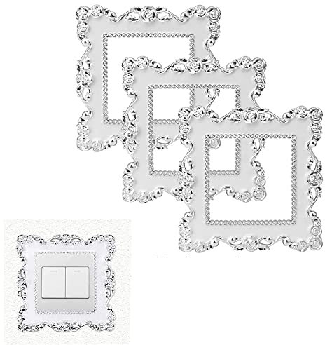 3 Stück Lichtschalter Umrandung Lichtschalter Abdeckung Luxuriöse Schalter Aufkleber Ideal für Zuhause Lichtschalter Dekoration Wandsteckdose Aufkleber Dekorationen für Zuhause, Wohnzimmer, Büro