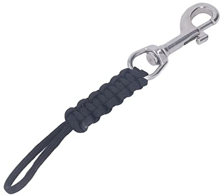 VGEBY Diving Lanyard, Multifunctional Stainless Steel Nylon Spring Coiled Lanyard with Quick Release Buckle for Cameras Dive Lights (Black)