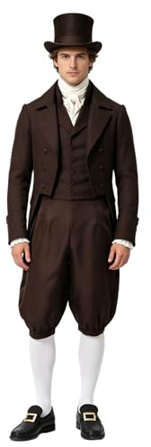 BPURB Men's Colonial Pants Costume Medieval Pirate Cosplay Pants Renaissance Tudor Costume Breeches Socks Shoe Buckle Coffee