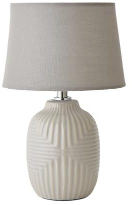 ValueLights | Harrison Tapered Shade Grey Geo Ribbed Pattern Gloss Small Table Lamp with Bulb | Table Lamps, Home Décor & Improvement Essential | Light Bulb Included