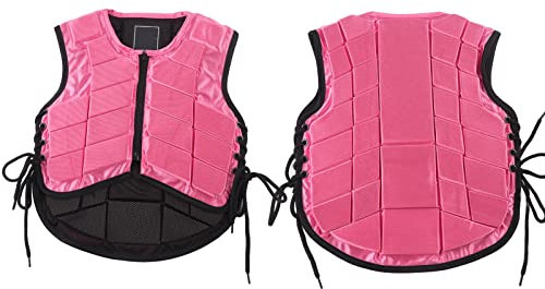 cardyven Mini -Reitreiterweste für Kinder, rosa Schaum gepolsterte Reitkörperschutzverstellbare Seitengurte die ganze Jahreszeit Hochstrecke Nylongetriebe (CS)