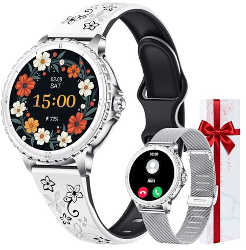 CIVO Montre Connectée Femme Sport: Argent Ronde Smartwatch avec Appel Bluetooth - 110+ Sportifs Montre Fitness avec Podometre - Etanche IP67 Smart Watch pour Android iOS