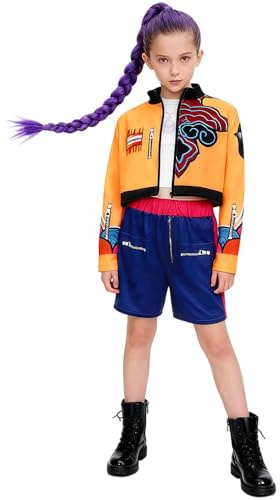 Atorcher Costume de chasseur de démons pour Halloween, cosplay, fête, carnaval - Uniforme Rumi Mira Zoey pour enfants, Orange, 5-6 ans