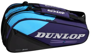 Dunlop FX Performance 8 Racket Bag - Borsa da tennis per fino a 8 racchette, viola/nera/ciano