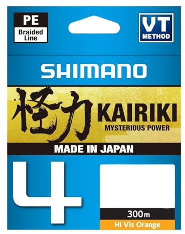 SHIMANO Kairiki 4 300m 0,100 Orange, 4-Fach geflochtene Angelschnur