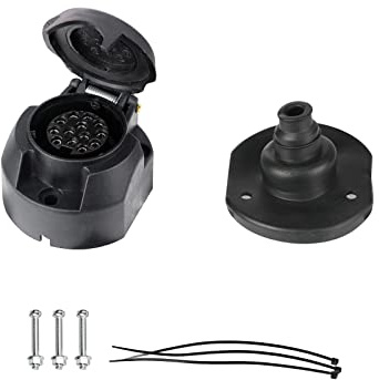 BEIJISTAR 13 Pin Trailer Socket with Rubber Gasket, 12V Waterproof 13 Pin Trailer Socket Connector, for Truck RV Cars Boat Caravan