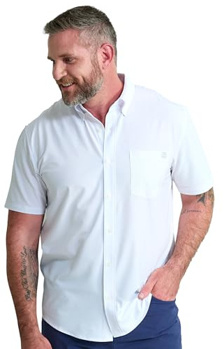 Kona Solid Short Sleeve Fishing Button Down Shirt for Men