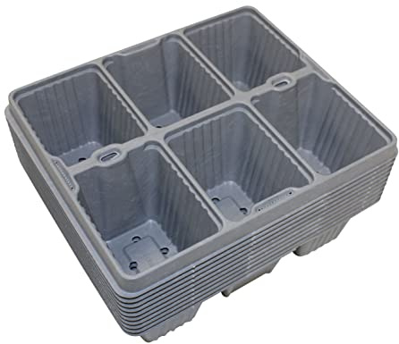 Kingston Tools Pack of 10 Seed Trays 6 Cells Germination Propagation Trays Cavity Growing Seedlings Insert Recycled Plastic