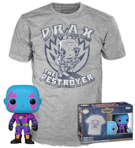 Funko Pop!&Tee: Guardians Of the Galaxy - Drax - Small - (S) - Hot Christmas - T-Shirt - Clothes With Collectable Vinyl Figure - Gift Idea - Toys and Short Sleeve Top for Adults Unisex Men and Women