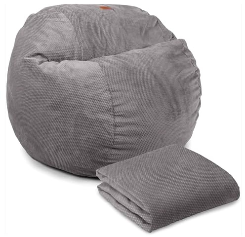 CordaRoy's Chenille Bean Bag Cover (Bean Bag Sold Separately)-Cover for Convertible Bean Bag Chair-Machine-Washable Chenille Fabric-for Basement,Living Room,Dorm-Queen-Charcoal|Made in the USA