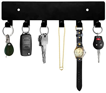 GTK Key Holder for Wall, Key Hooks with 6 Hooks, Wall Mounted Key Holder for Hallway, Self Adhesive Key Rack(Black)