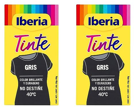 Iberia - Tinte Gris para ropa, 40°C, 70 gr (214113) (Paquete de 2)