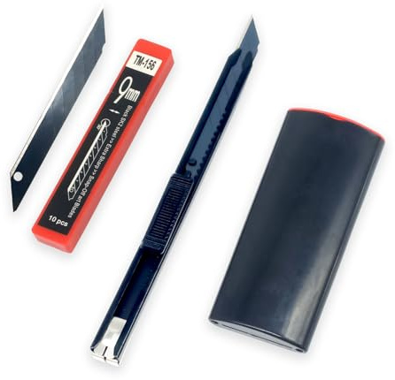 GWEITOOL Utility Knife Retractable with 30 Degree Black SK2 Steel Blades 9mm,Cutting Knife with Snap-Off Blade Container for Cutting Carboard,Boxes and Home,Office,Craft Use