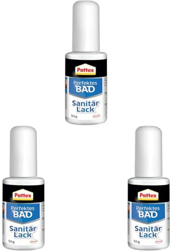 Pattex Perfektes Bad Sanitär Lack, weißer Fugenstift für die Reparatur von Rissen und Kratzern, ideal für die Fliesen Reparatur in Bad und Küche, schnell und wasserfest*, 1x45g Pinselflasche