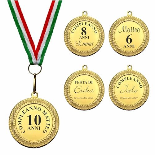 Generico Medaglie Festa Compleanno Bambini Complete di Personalizzazione (10 Medaglie Personalizzate)