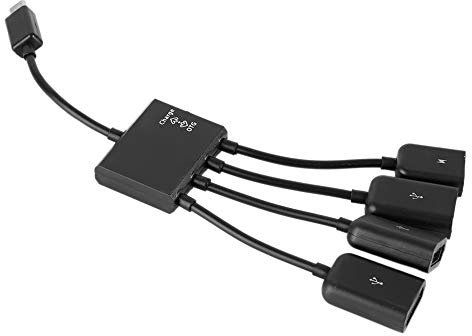 Micro Usb Hub, Micro Usb Adapter OTG Cable with Stable Performance Black ABS for OTG and Power Supply