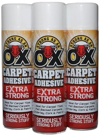 3 X BH Carpet Adhesive Glue Spray, Heavy Duty for Arts and Crafts, Extra Strong - Pack of 3