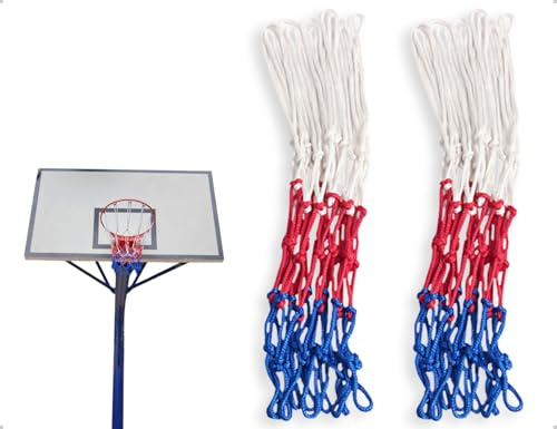Emezddo Confezione da 2 reti da basket,rete di ricambio in nylon prova alle intemperie per canestro da basket,utilizzata per cortili scolastici,installazione interna ed esterna,parchi domestici