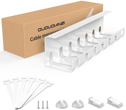 Oududianzi Management Bureau Blanc Chemin de Cables, Plateau de Gestion des Câbles, Range Cable Bureau, Cache Cable, Passe Câbles pour Organisateur des Câbles et des Multiprises