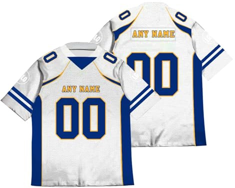 Magliette Personalizzate Maglie da Football Americano Magliette Sportive Unisex ad Asciugatura Rapida, Adatte per allenamenti e Partite Stampa Personalizzata di Nome e Numero Bianco
