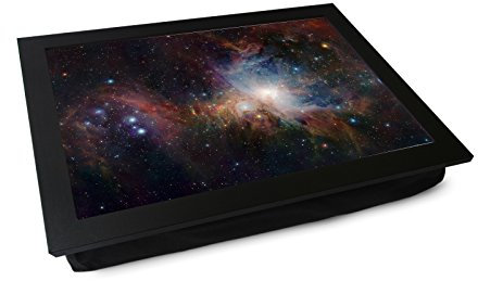 Portable Lap Desk Tray (Orion Nebula) Handmade Wooden Frame, Beanbag Cushioned Bottom | Computers, Laptops, Meals, Food | L0130 Black