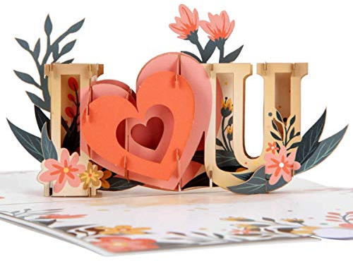 Cardology - I Love You Pop-Up Card | 3D Gift For Valentines Day, Anniversary, Mothers Day